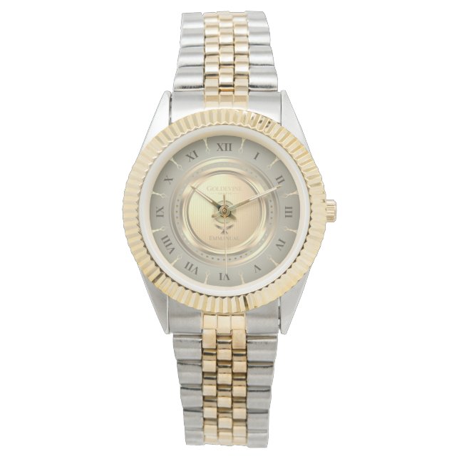 Custom Gold & Silver Classic Roman Numeral Watch (Front)