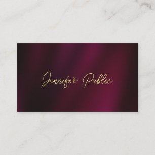 Custom Gold Text Name Script Luxury Glossy Business Card