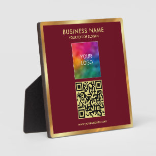 Custom Gold Text QR Code Upload Business Logo Plaque