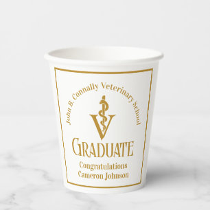 Custom Gold Veterinary School Graduation Party Paper Cups