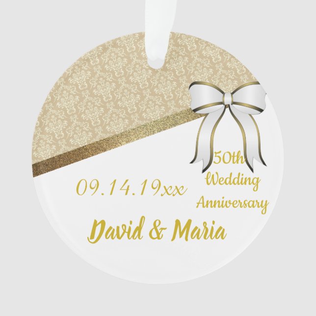 Custom, Gold Wedding Anniversary (50th). Ornament (Front)