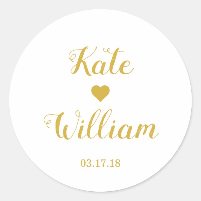 Custom Gold Wedding Favour Sticker (Front)