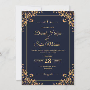 Custom Gold Wedding Invitation