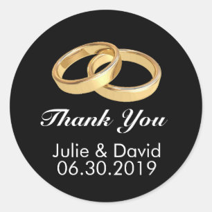 Custom Gold Wedding Rings Thank You Classic Round Sticker