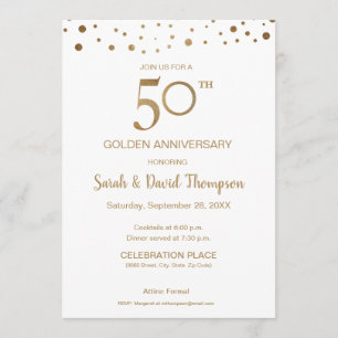 Custom Gold white 50th Wedding Anniversary Invitation