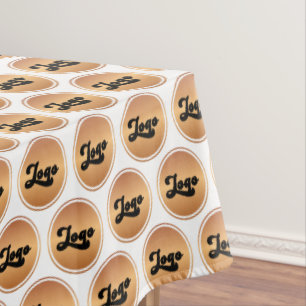 Custom Gold & White Business Company Logo Pattern Tablecloth
