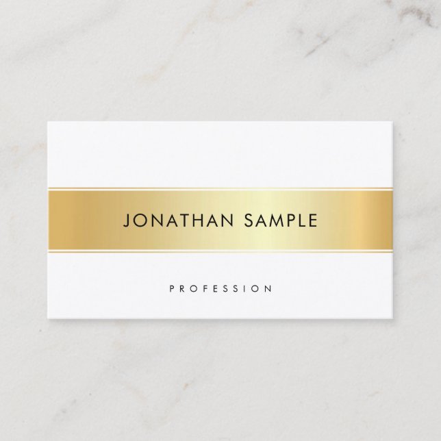 Custom Gold White Elegant Template Modern Simple Business Card (Front)