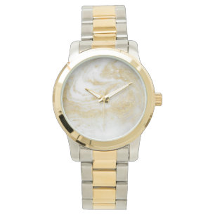 CUSTOM GOLD WHITE MARBLE INSPIRED  WATCH