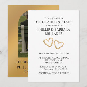 Custom Golden 50th Wedding Anniversary Photo Invitation