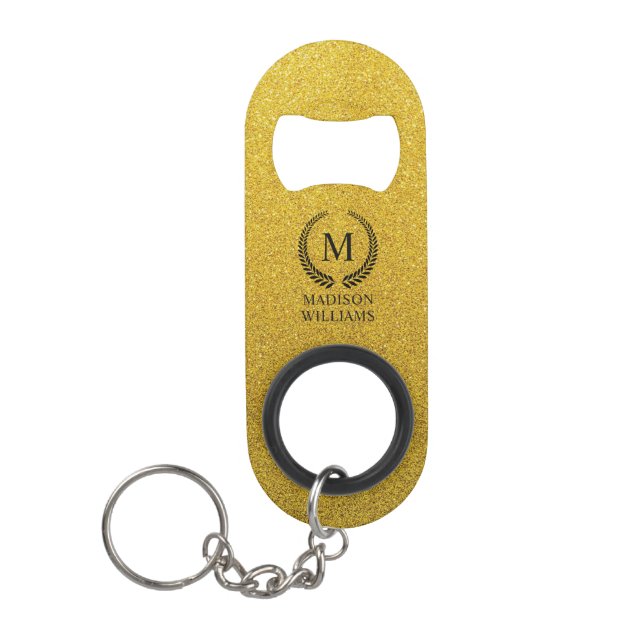 Custom Golden Black and Gold Glitter Monogram (Front)