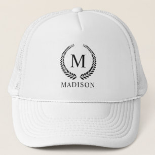 Custom Golden Black and Gold Glitter Monogram Trucker Hat