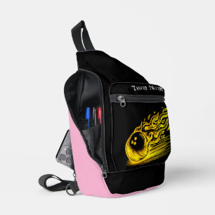Custom Golden Bowling Art Design Sling Bag