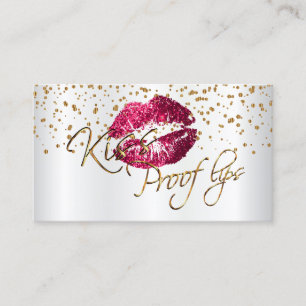 Custom - Golden Confetti & Hot Pink Lips 2 Business Card