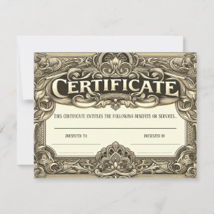 Custom Golden Gift Certificate for Invitations