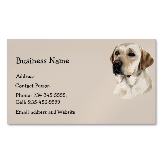 Custom Golden Labrador Dog Pet Animal Logo Magnetic Business Card (Front)
