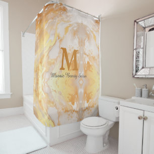 Custom Golden Opulent Marbled Beauty Salon Shower Curtain