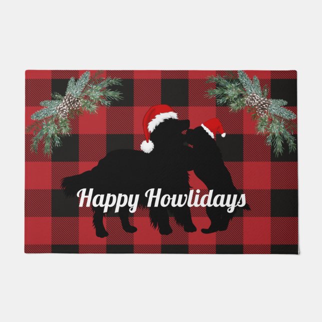 Custom golden retriever Christmas Happy Howlidays  Doormat (Front)
