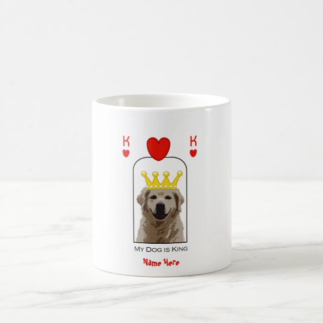Custom Golden Retriever Dog King Hearts Mug (Center)