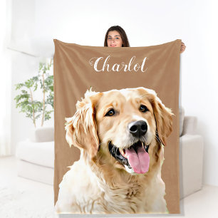 Custom Golden Retriever Dog Personalised Drawn Fleece Blanket