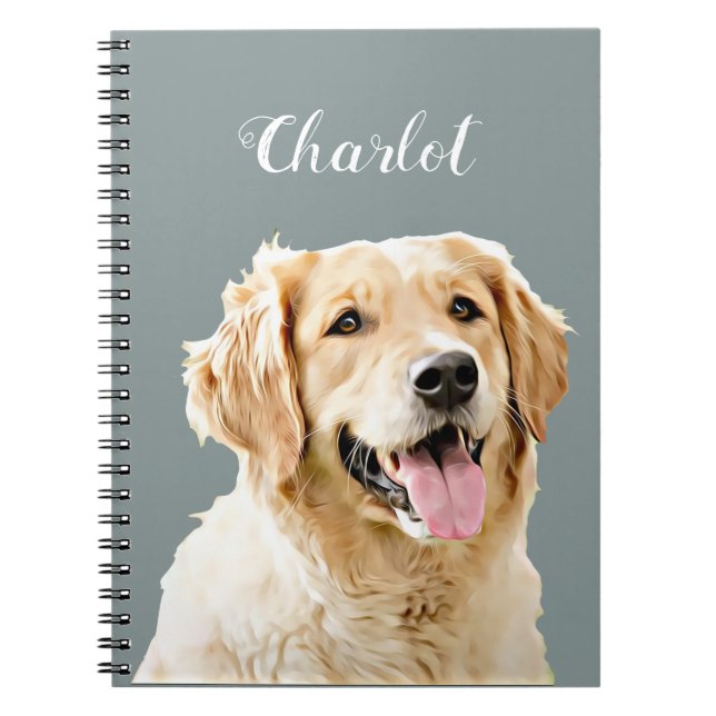 Custom Golden Retriever Dog Personalised Drawn Notebook (Front)