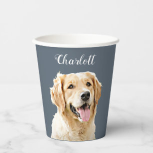 Custom Golden Retriever Dog Personalised Drawn Paper Cups