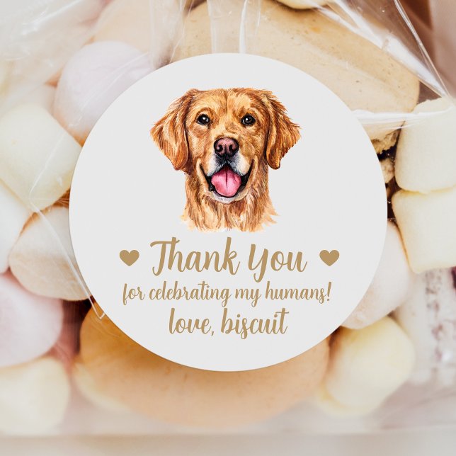 Custom Golden Retriever Dog Wedding Favour Sticker (Creator Uploaded)