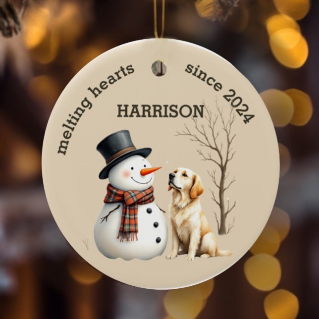 Custom Golden Retriever Heart melting Keepsake Ceramic Tree Decoration (Creator Uploaded)