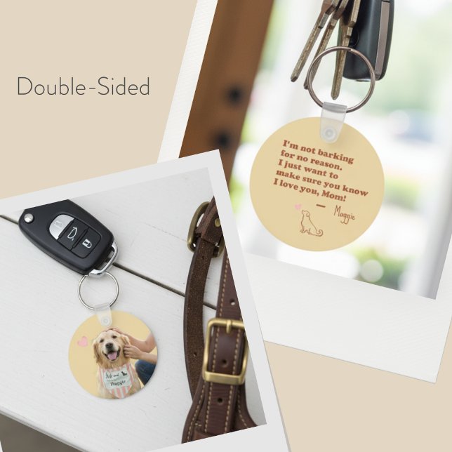 Custom Golden Retriever Mom Message Photo Heart Key Ring (Creator Uploaded)