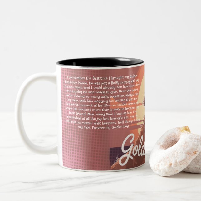 Custom Golden Retriever Mug Heartfelt Memory (With Donut)