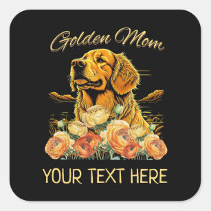 Custom Golden Retriever Mum Floral Boho Chic Dog Square Sticker