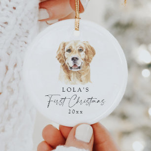Custom Golden Retriever My First Christmas Ceramic Tree Decoration