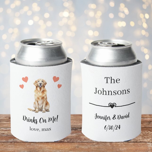 Custom Golden Retriever Pet Wedding Can Cooler (Creator Uploaded)