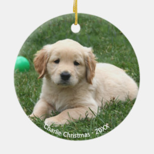 Custom Golden Retriever Puppy Photo Ceramic Tree Decoration