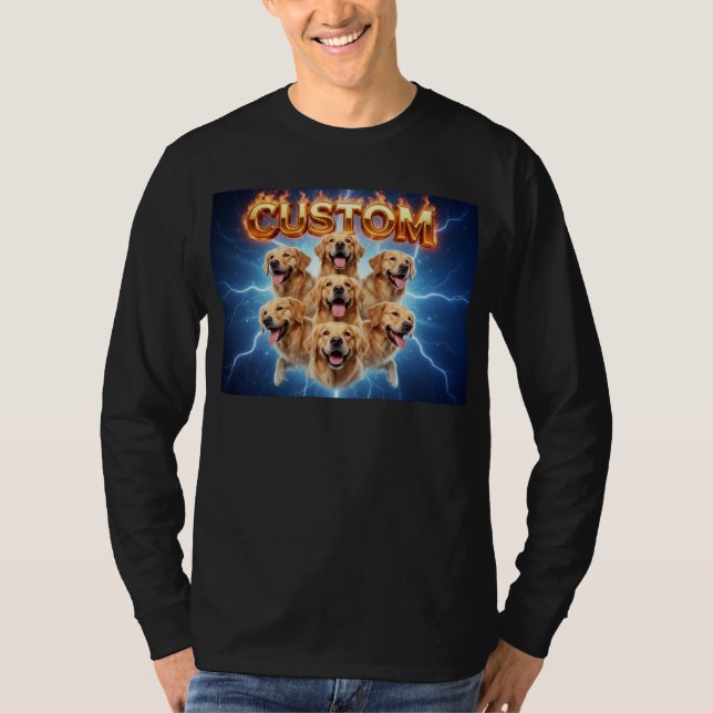 Custom Golden Retrievers Cosmic Lightning Design T-Shirt (Front)