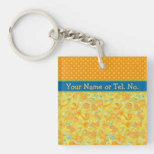 Custom Golden Yellow Daffodils Keychain
