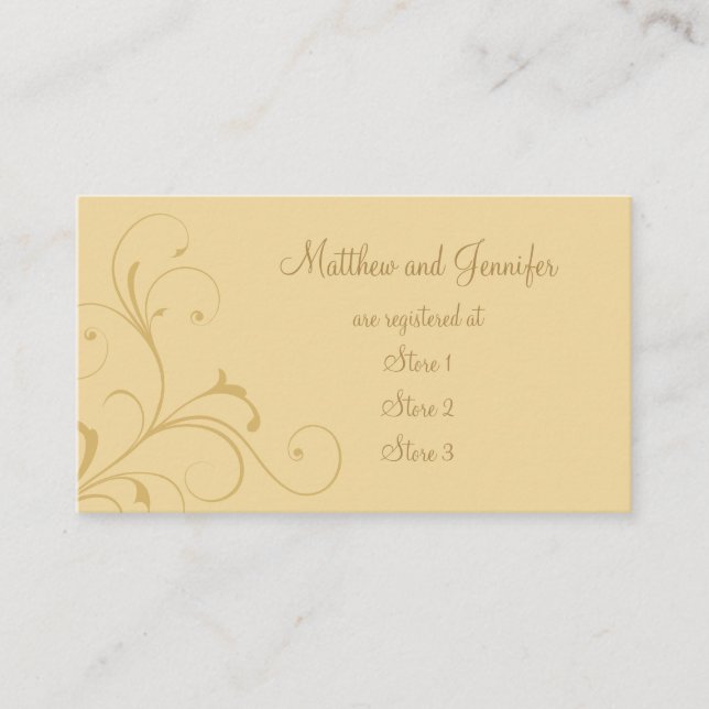 Custom Golden Yellow Wedding Gift Registry Cards (Front)