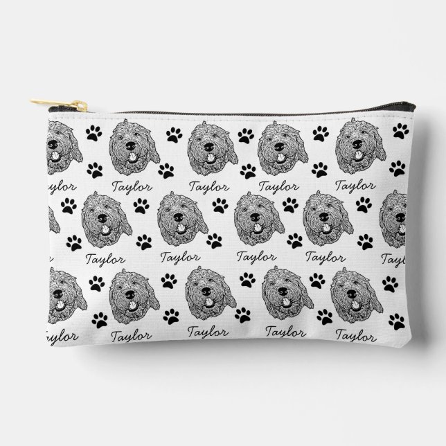 Custom Goldendoodle Dog Personalised Drawing Accessory Pouch (Front)