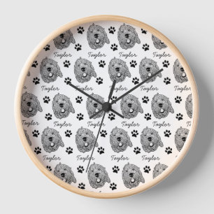 Custom Goldendoodle Dog Personalised Drawing Clock