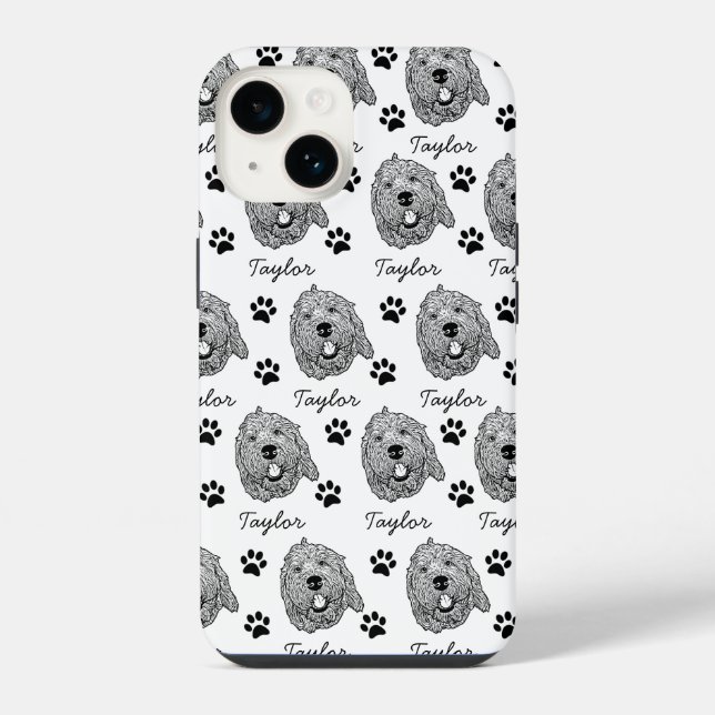 Custom Goldendoodle Dog Personalised Drawing iPhone Case (Back)