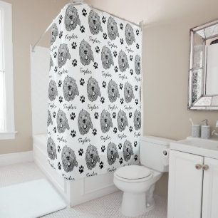 Custom Goldendoodle Dog Personalised Drawing Shower Curtain