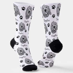 Custom Goldendoodle Dog Personalised Drawing Socks