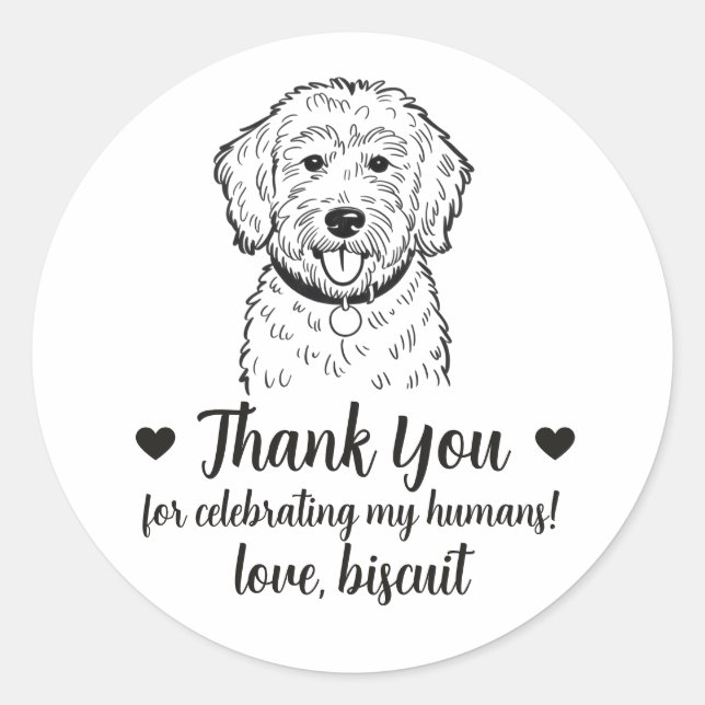 Custom Goldendoodle Dog Wedding Favour Stickers (Front)