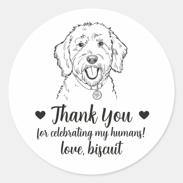 Custom Goldendoodle Dog Wedding Favour Stickers (Front)