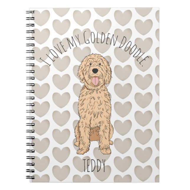 Custom Goldendoodle Heart Pattern Personalised Notebook (Front)