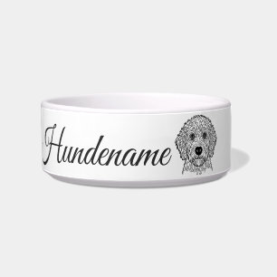 Custom Goldendoodle Minimalist Line Art dog bowl