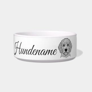 Custom Goldendoodle Minimalist Line Art dog bowl