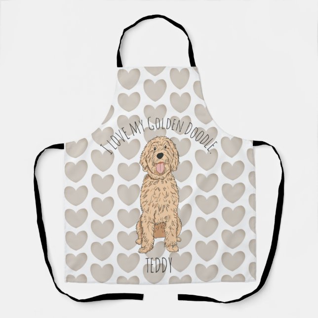 Custom Goldendoodle Whimsical Pattern Personalised Apron (Front)