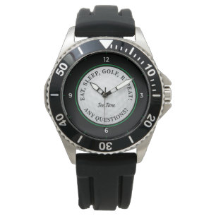 Custom Golf Ball Quote Black Green Men’s Sports Watch