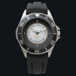 Custom Golf Ball Sports Golfer Quote Black Orange Watch<br><div class="desc">Classic design features a custom golf template that allows for personalisation for your favourite avid golfer in orange. Keep "Tee Time" or use the template to add name or personalised text up to 16 characters! A realistic image of a golf ball is in the centre of a sophisticated black background....</div>