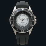 Custom Golf Ball Sports Golfer Quote Black White W Watch<br><div class="desc">Classic design features a custom golf template that allows for personalisation for your favourite avid golfer. Keep "Tee Time" or use the template to add name or personalised text up to 16 characters! A realistic image of a golf ball is in the centre of a sophisticated black background. Funny golfer...</div>